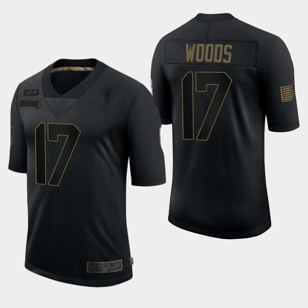 Ram s Woods 17 Cooper Kupp 10 American Football Uniform Jersey Salute To Service Embroidery Men's Sports Shirt Wear