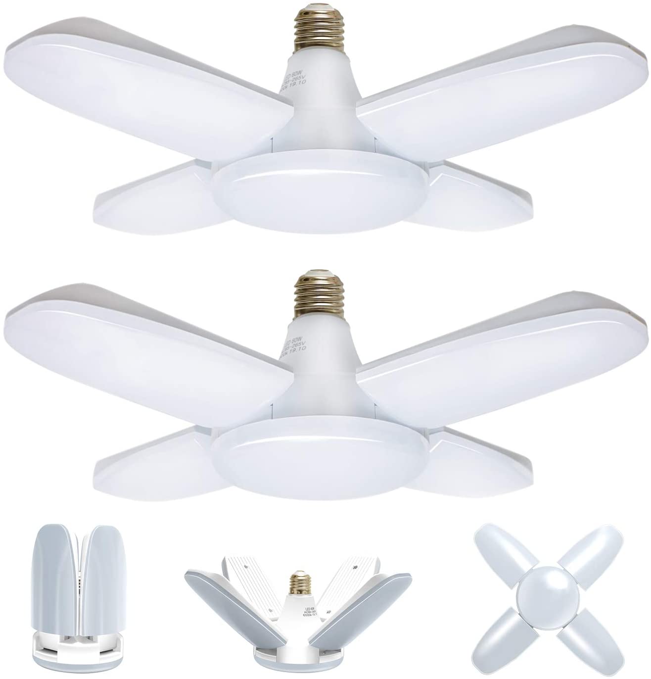 LED Garage Lights 6000 Lumens Adjustable Trilights Garage Ceiling Light Deformable LED Garage Light