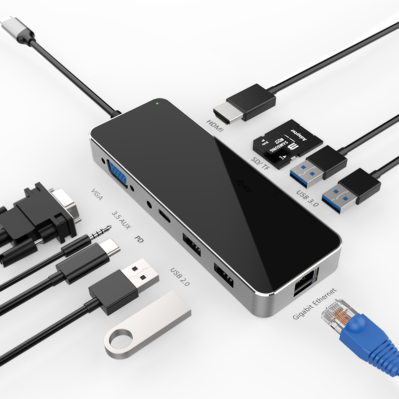 Новое поступление 11 в 1 USB-C концентратор Многофункциональный PD адаптер к USB 3,0 адаптер конвертер Тип C концентратор цветной цвет в наличии