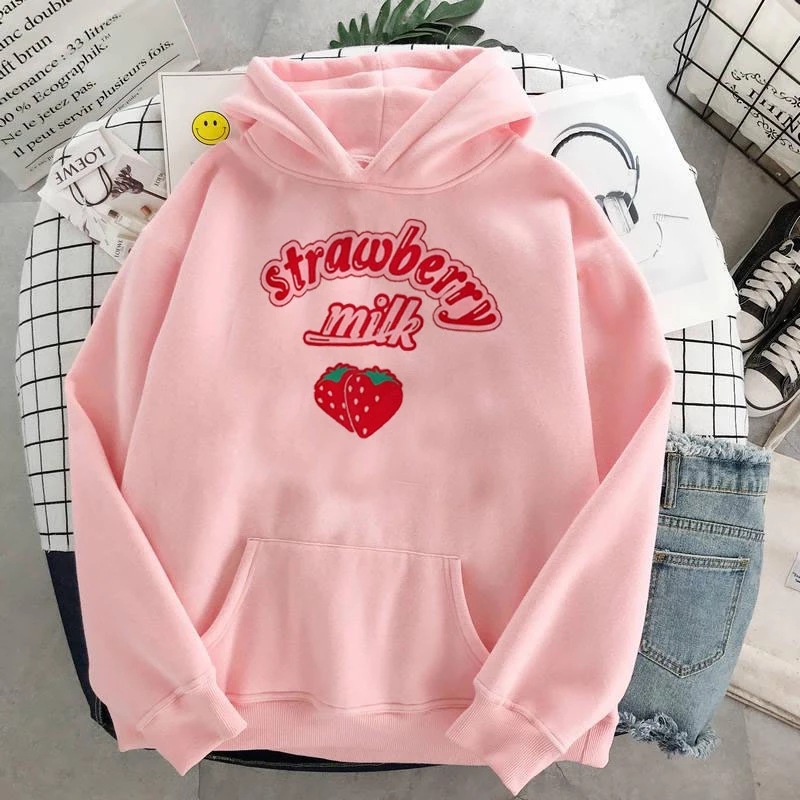 2021 Autumn Women Half High Collar Cartoon Anime Sweatshirt Plus Velvet Cotton Loose Casual Cute Pink Pullover Hoodie