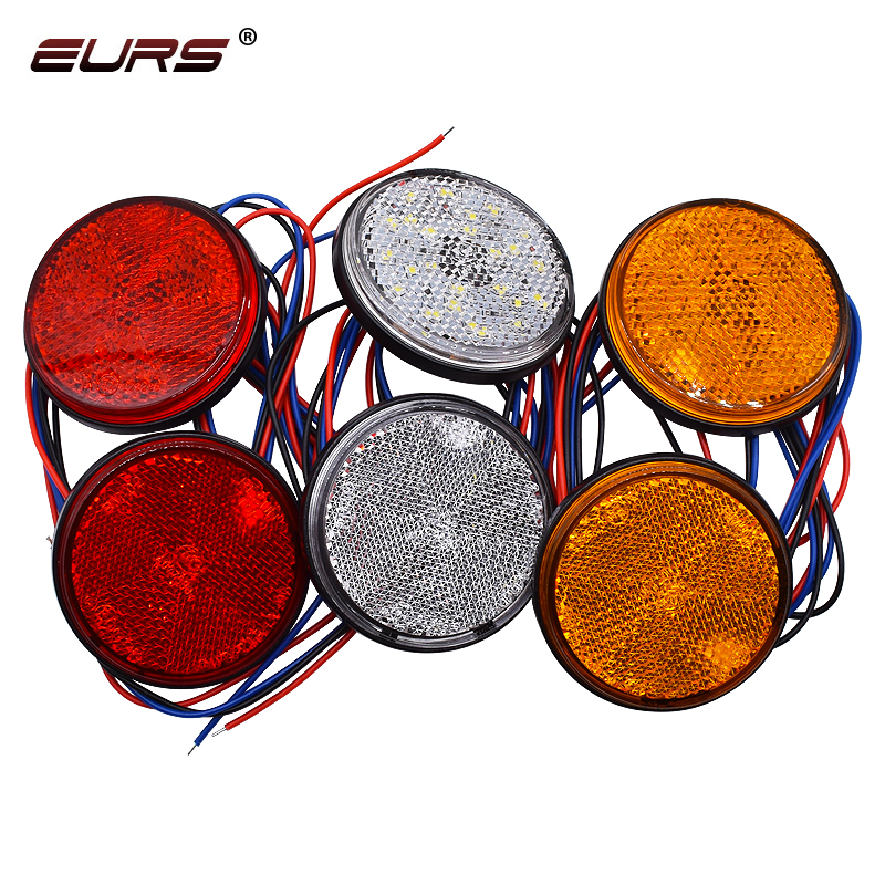 EURS 2 шт. мотоцикл стоп-сигнала 24LED белого и желтого цвета с рисунком Красной машины круглые задние фонари указателя поворота грузовик боковой сигнальные лампы 24V