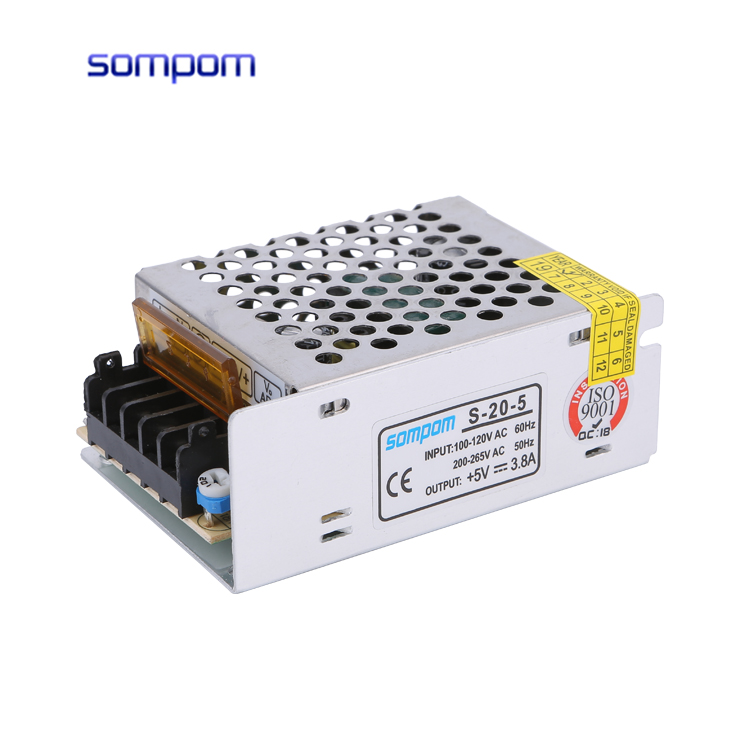 Sompom ac 220 В dc источник питания 5 В 3.8a 5 в 20 Вт Светодиодный драйвер/Светодиодная лента украшение источник питания