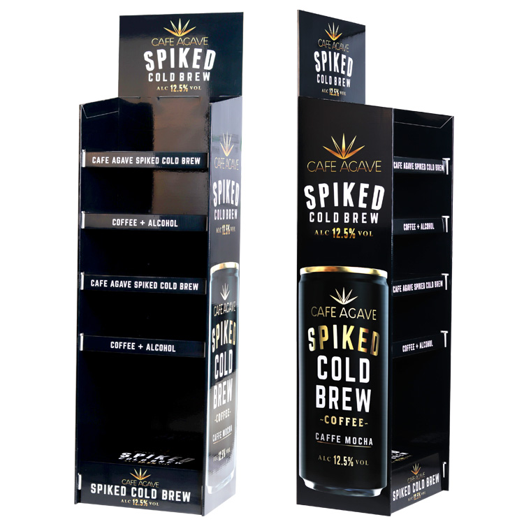 Custom glossy black paper display stand cafe display counters cardboard box display