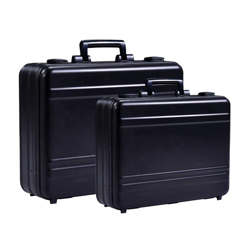 Qetesh Metal Briefcases For Men Aluminum Attache Cases Silver Laptop Case