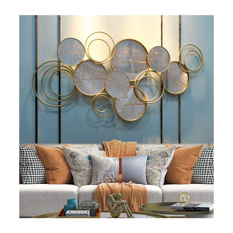 New Arrival Modern Circle Iron Luxury Wall Art Metal Hanging Wall Decor Metal Living Room Sculpture Circles Metal Wall Decor