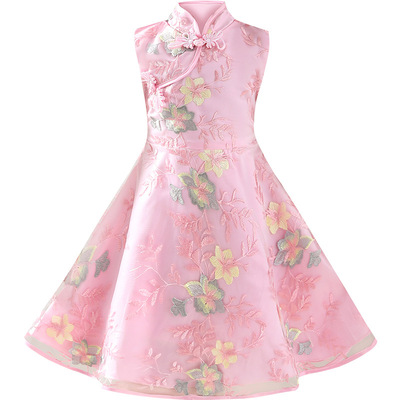 Girls' cheongsam, new Chinese style children's wear, sleeveless , old Style Tang dress,