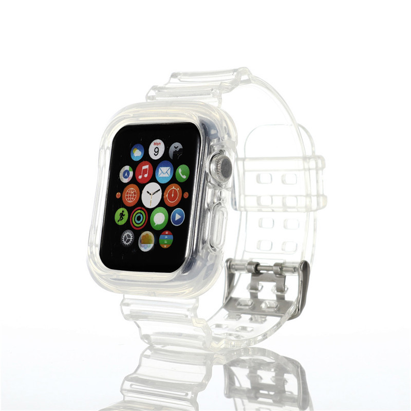 Лидер продаж, прозрачный ремешок для часов apple watch iwatch series 5 6, с рамкой-бампером