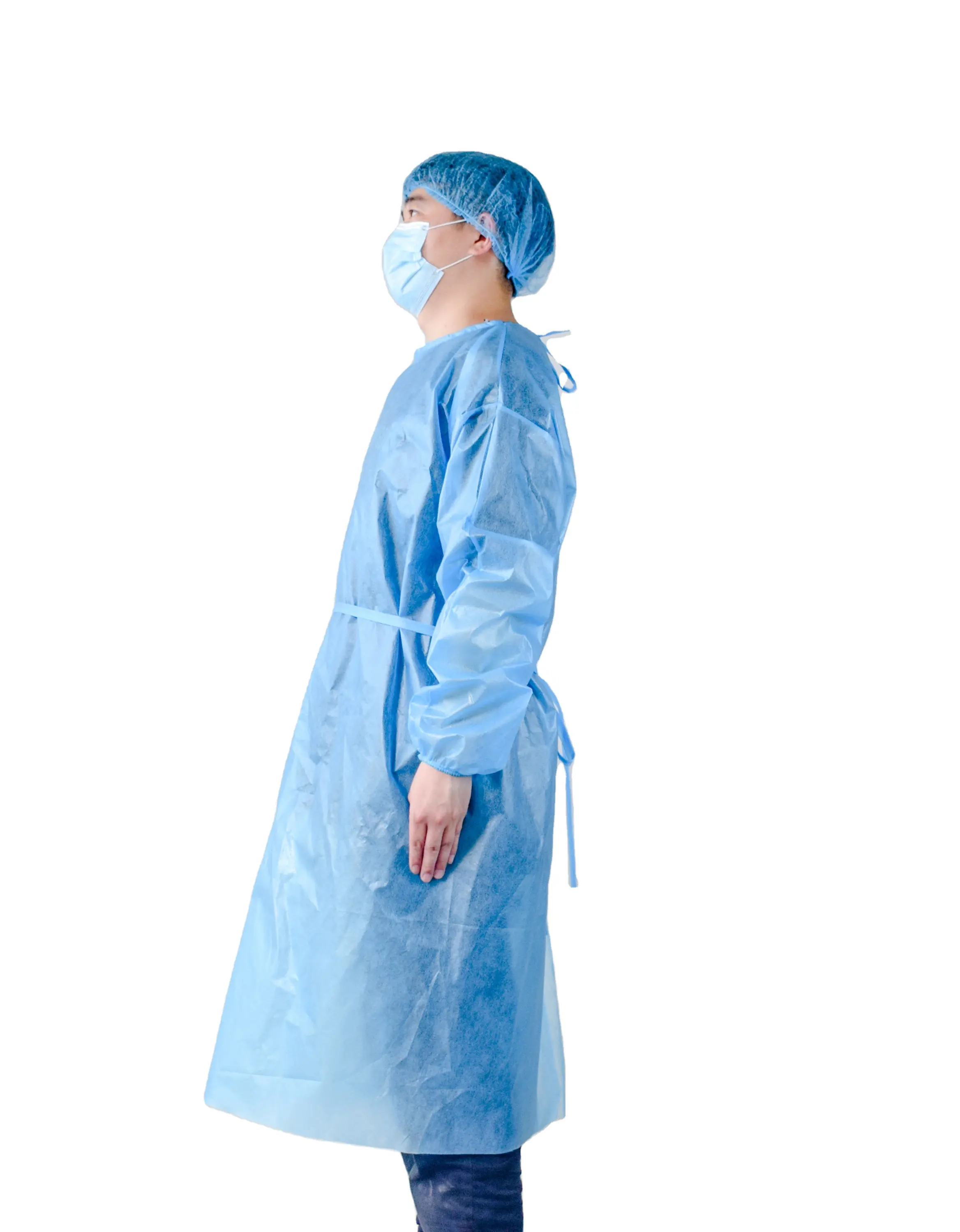Polypropylene Disposable Gown Disposable Hospital Isolation Gown PP+PE 35G-45G PPE Isolation Surgical Gown CPE CE Approved