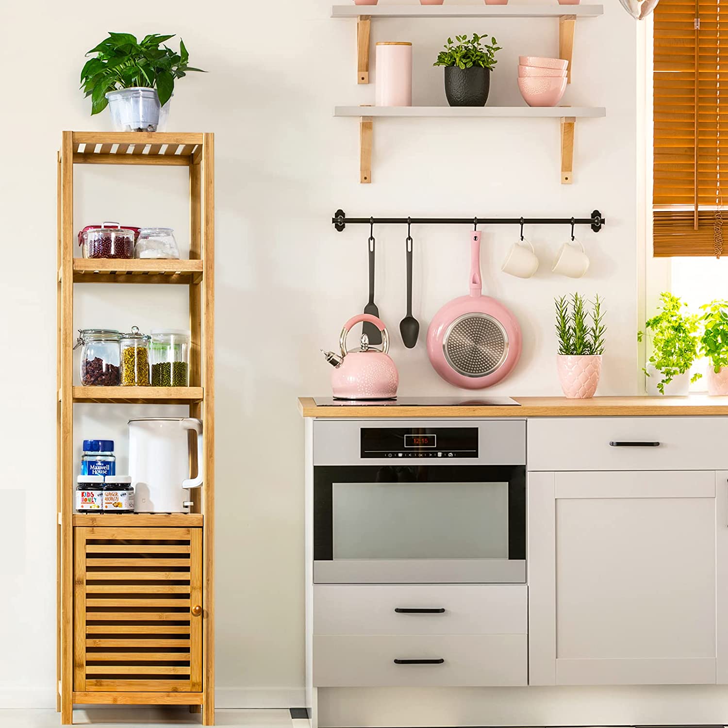 3-Tiered bamboo Shelves Free Standing Bathroom Storage Display Shelf