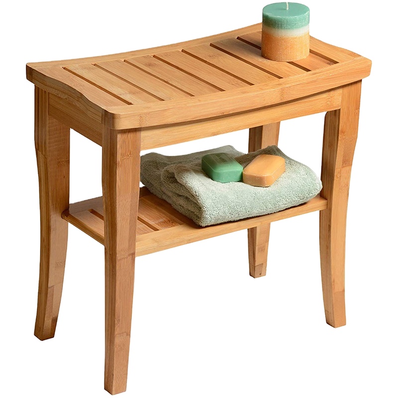 multifunction Natural bamboo Shower stool with Fashion Creative bathroom Stool and Shoe Organizer