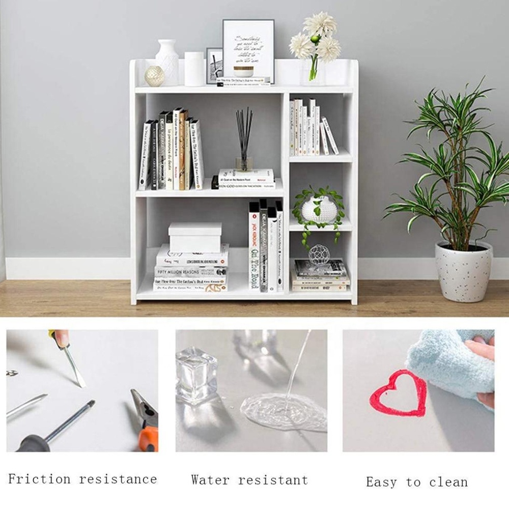 No Assembly White colour wood bookshelf display cabinet with cupboard display cabinets