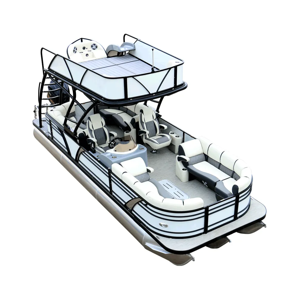 Best selling party barge floating pontoon boat with slide for sale