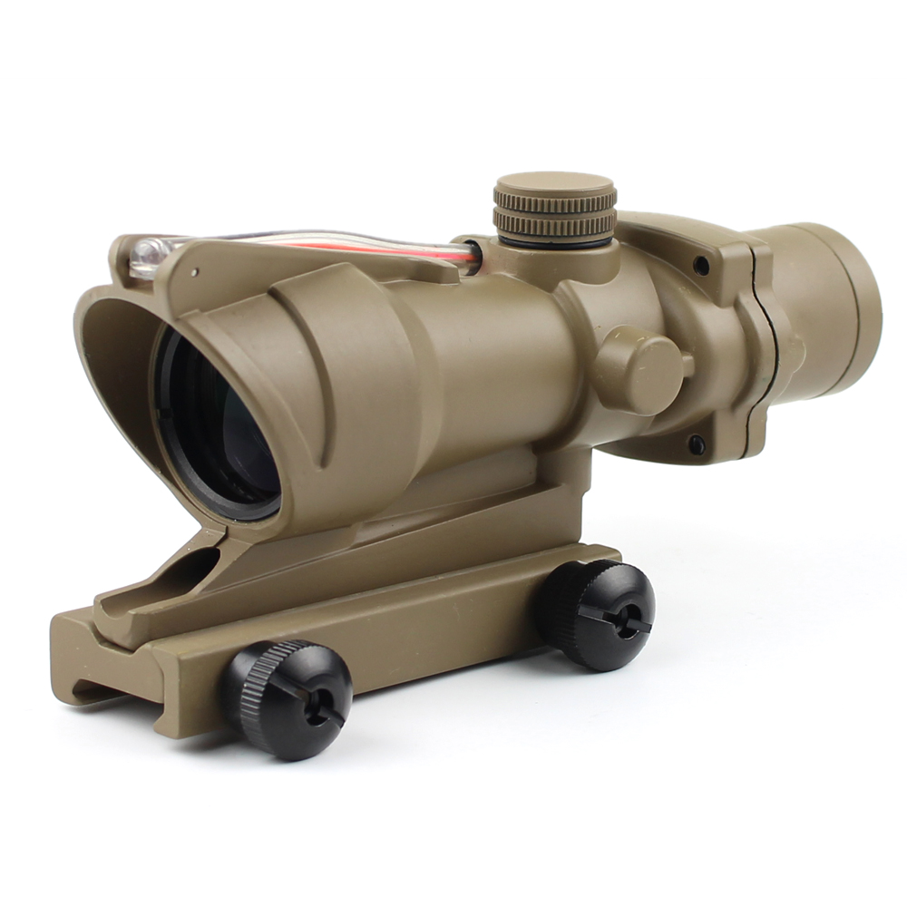 Охотничий Прицел ACOG 4X32 красный точечный прицел настоящий красный зеленый волоконно-оптический прицел с Пикатинни для винтовки M16