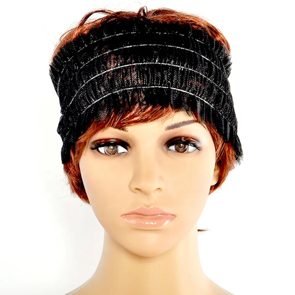 Disposable Headbands For SPA Non-woven Elastic Hair Wrap For Salon Black Hair Band Stretchable Head Wraps For Facial
