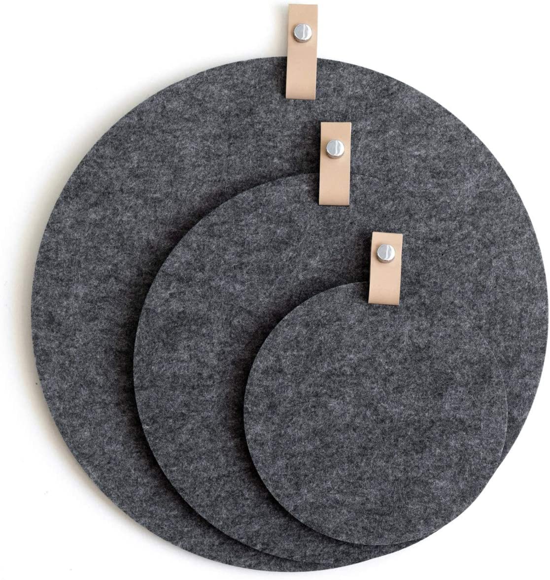 Custom Circle Round White Bulletin Notice Boards Wall Tiles Soundproof Wall Pads Felt Pin Boards with Leather Hanging Straps