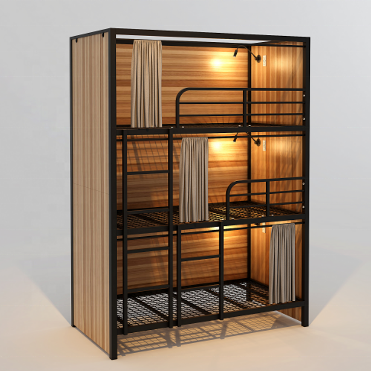 Latest Design Kids & Adult Dorm & Hotel Cheap Metal 3 layer triple bunk beds sale
