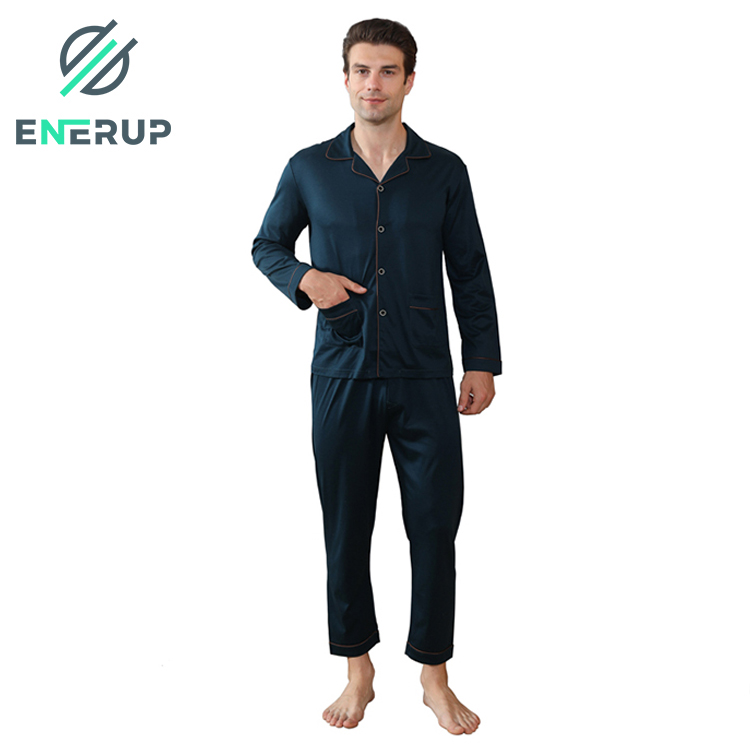 Enerup wholesale customize luxury comfy 100% cotton fabric winter pajamas sleepwear set for men's