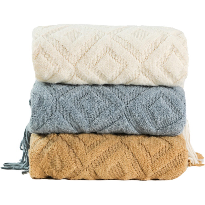 Hot sale winter luxury Jacquard knitted blanket