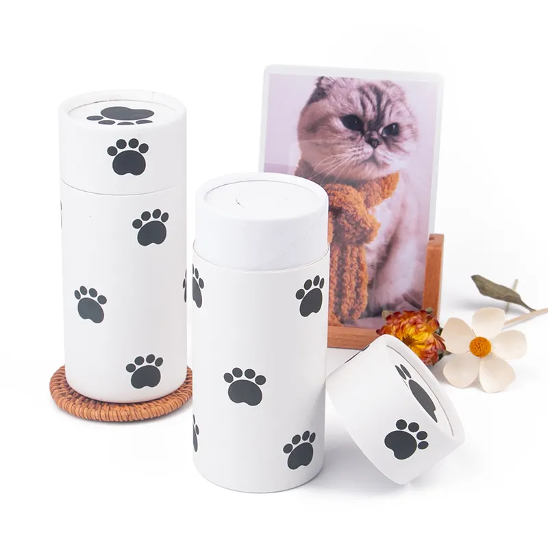 cat dog Paw paper scattering tube sustainable urn 100% biodegradable urns for water burial cremation urnas pet ashes Pet urn