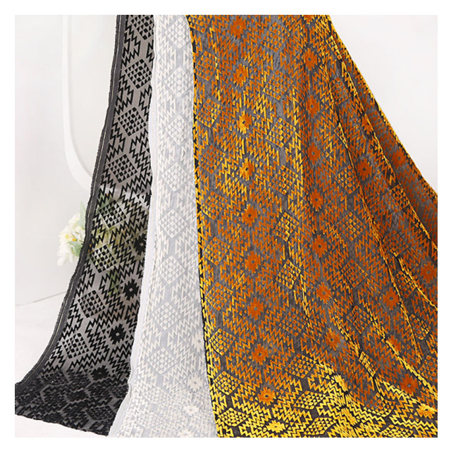 Brocade velvet plain color rotten flower geometric shape velvet hollow rayon nylon imitation silk