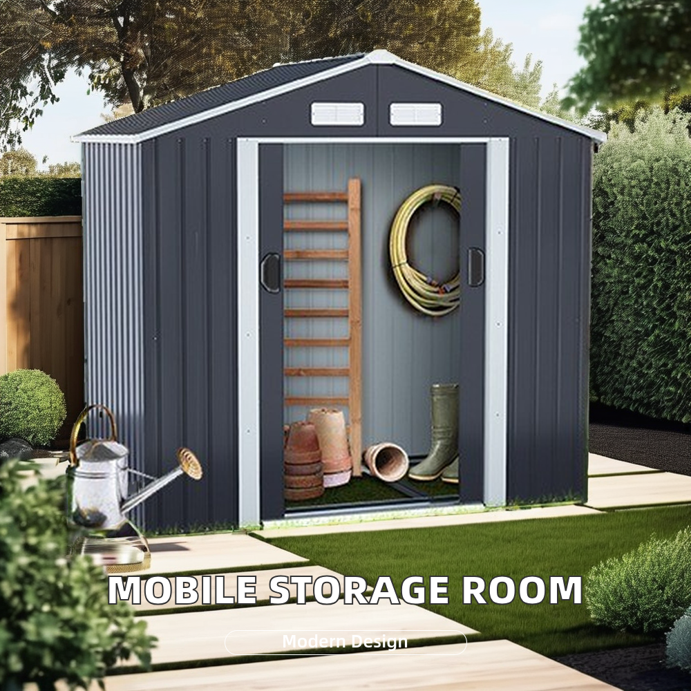 Customized Outdoor Tool House Sustainable Prefab Metal Steel Carport Garden Storage Shed Easily Assembled Waterproof OEM
