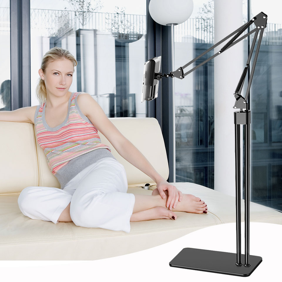 Custom ergonomic desktop mobile phone bed tablet holder vlog metal 360 adjustable long floor brateck 12.9 pro for ipad stand