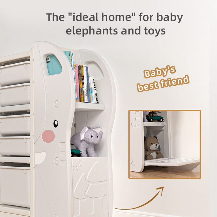 Elephant Cartoon Shape Plastic kids' Furniture Toys Storage Bookshelf Children Cabinets