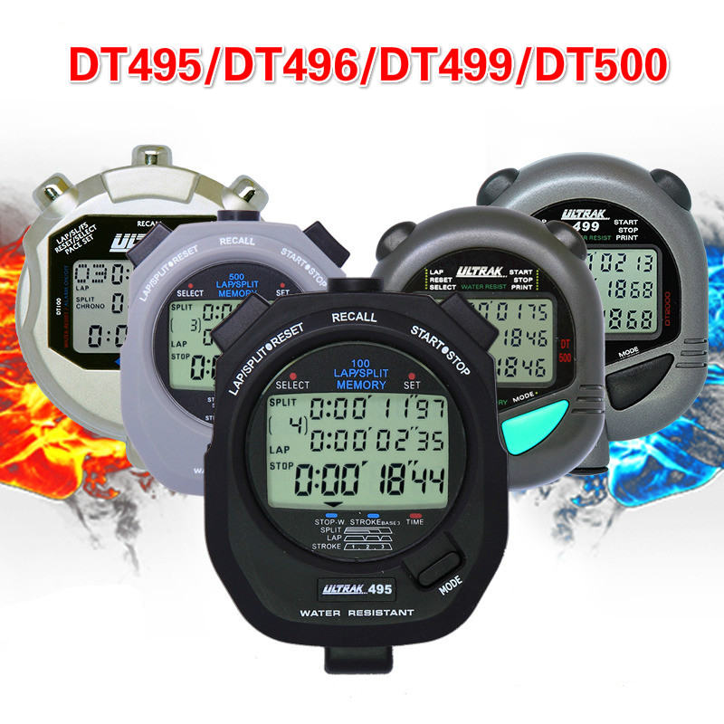 Ultrak секундомер DT495/DT496/DT500 три ряда 100/500 трек памяти водонепроницаемые кроссовки для бега спортивные конкурсные судья тренер таймер