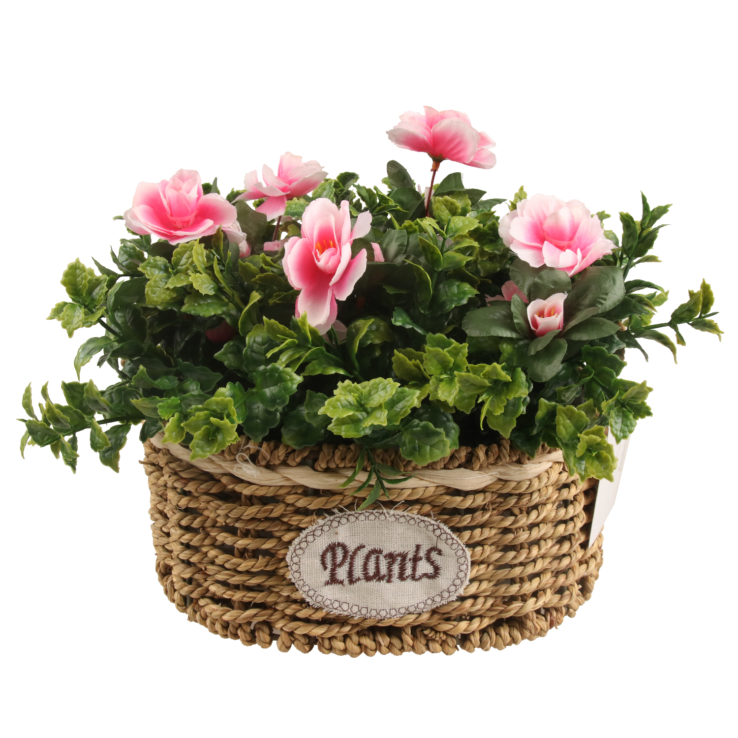 Higth quality plastic cloth flower faux mini potted rattan small artificial flower bonsai plants for desk indoor decoration