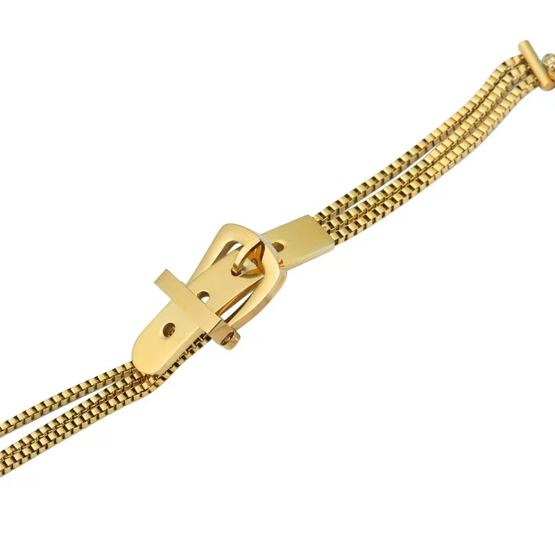 European and American belt buckle bracelet women's Korea net red same simple versatile trend stainless steel multi-layer chain b