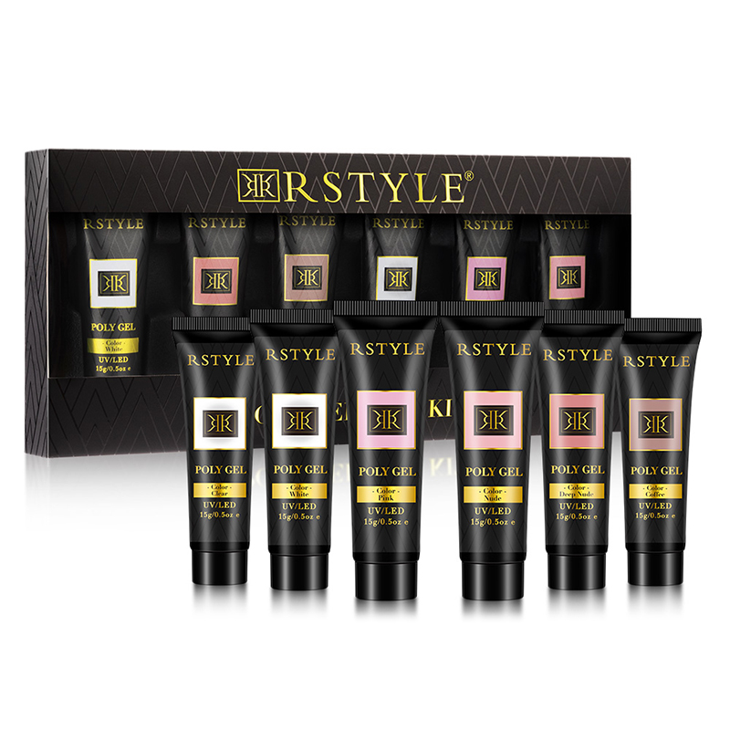 RSTYLE принадлежности для ногтей oem частная этикетка 6 шт./лот удлиняющий Гель-лак для ногтей наборы отмачиваемый полигель для ногтей Набор для оптовой продажи