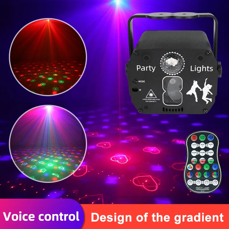 Stage Lights Laser Lamp Pattern Scanning LED Voice Control With Remote Control KTV Radium Party