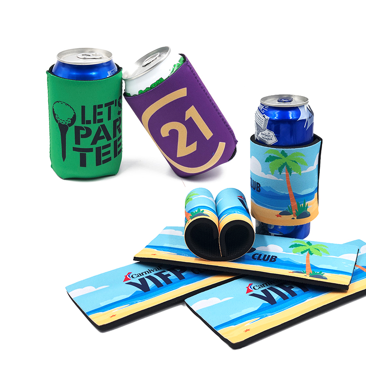 Custom Logo Insulated Can Coozies Slap Wrap Coozies Stubby Beer Cooler Holder Neoprene Sublimation Can Cooler
