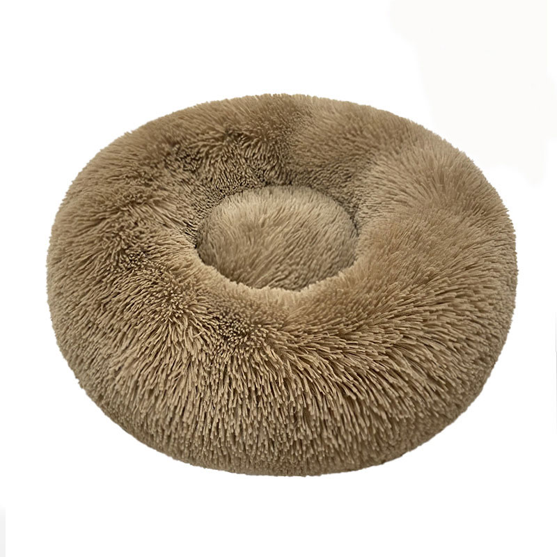 Wholesale washable luxury large cat pet dog bed Round Donut super long plush dog kennel pet bed