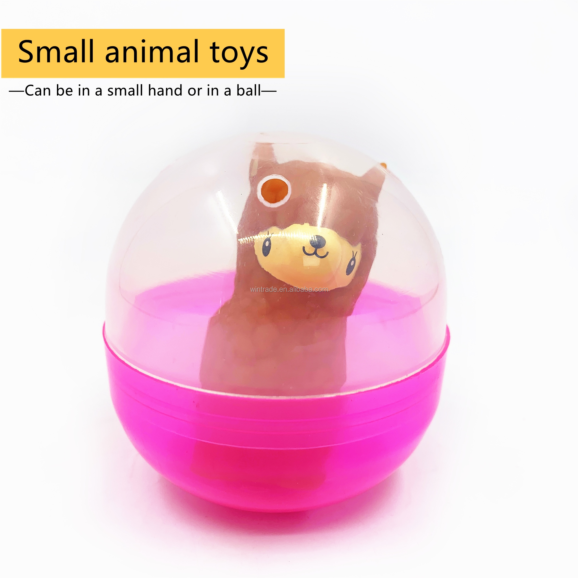 Wholesale soft plastic alpaca small capsule pull the string to make the toy move pvc animal toys