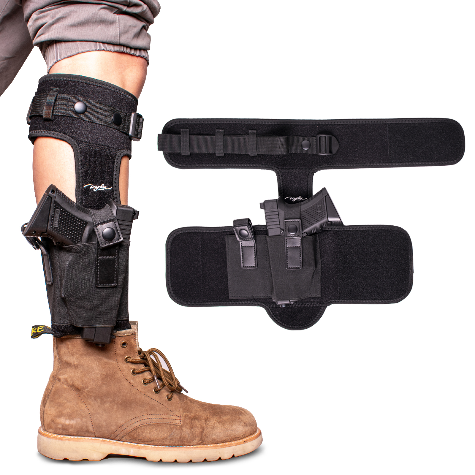 Ankle gun holster wholesale neoprene adjustable concealed leg gun holster with magazine pocket