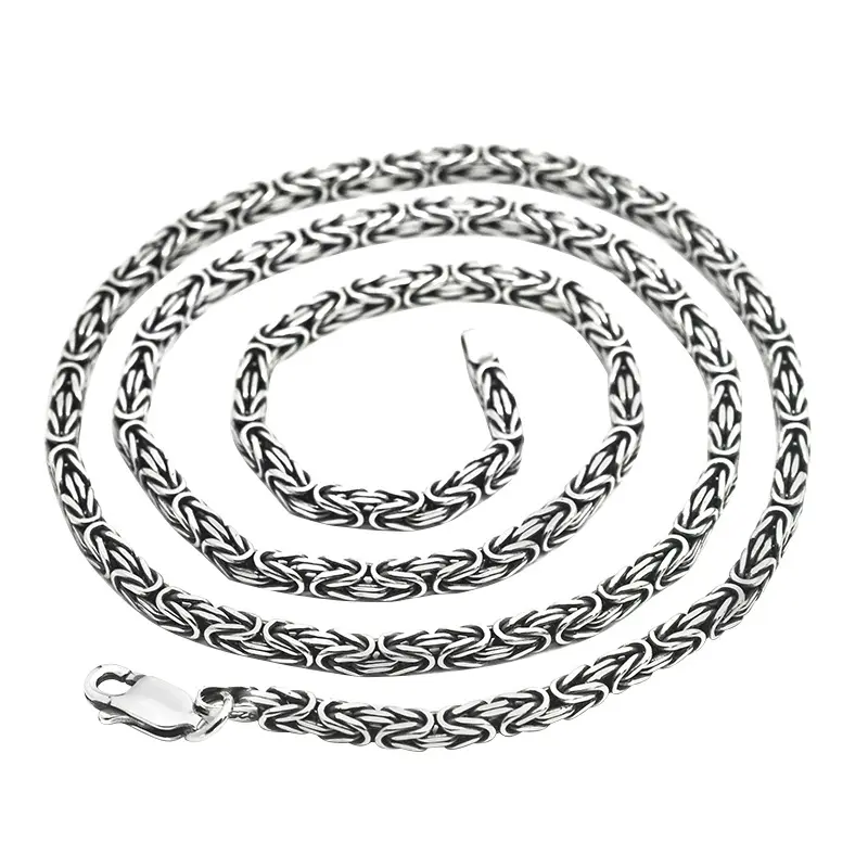 Instock 2.5MM 45cm 50cm 55cm 60cm 925 Sterling Silver Byzantine Chain Necklace With Lobster Clasp For Men Women