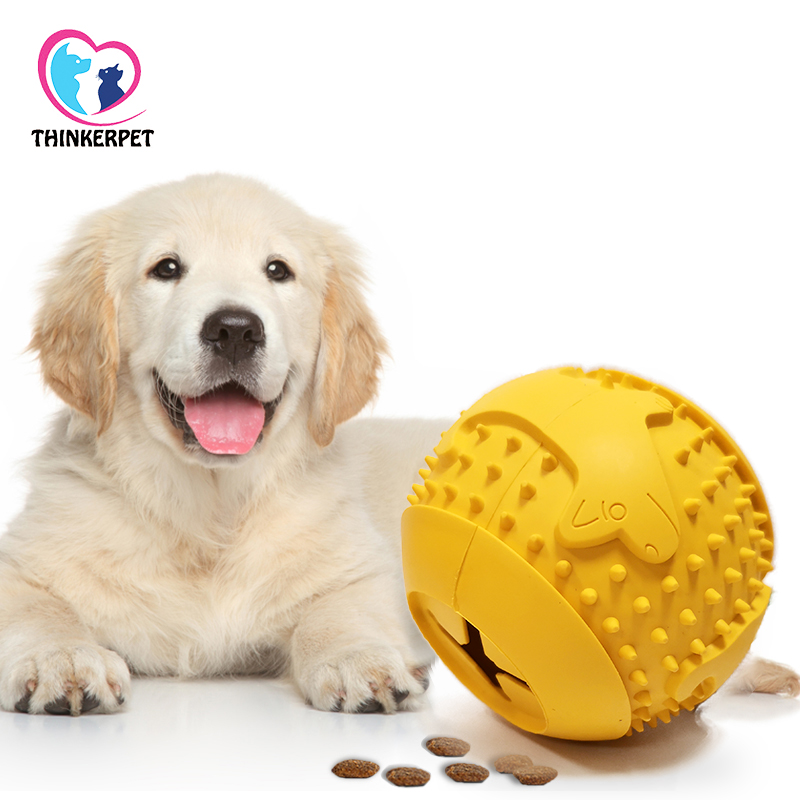 Thinkerpet Pet dog's environmentally friendly natural rubber chewing teeth cleaning interactive training feeding ball