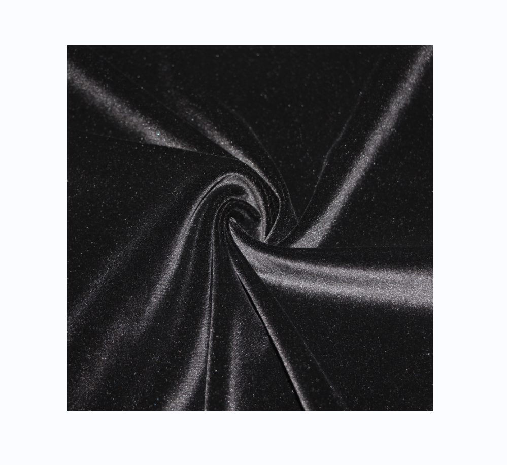 90 polyester 10 spandex tela par warp knitting black feather velvet dress fabric stretch knitted sportswear fabric