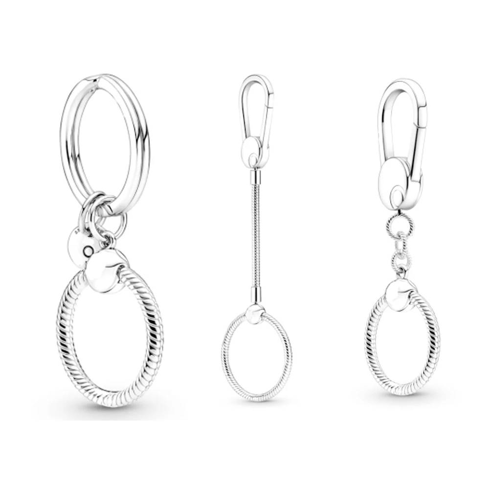 2021 NEW 100% 925 Sterling Silver Keychain Charm Pendant Fit Pandoraer Women Original Bracelet Fashion Jewelry