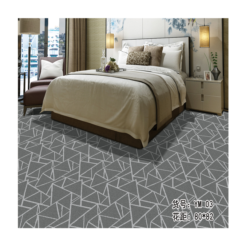 Hot sale polypropylene hotel room wall to wall jacquard carpet modern design beautiful PP grey color jacquard shaggy rug carpet