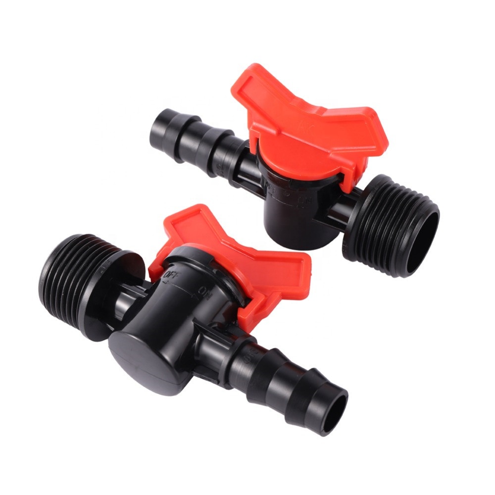 3/4 Inch Male Thread to DN16 Barbed Pipe Joint Valve Garden Greenhouse Agriculture Irrigation Mini Valve
