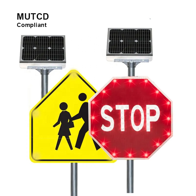MUTCD pedestrian walk sign power solar solar usa flashing traffic signs for usa lighted illumanated led light traffic road signs
