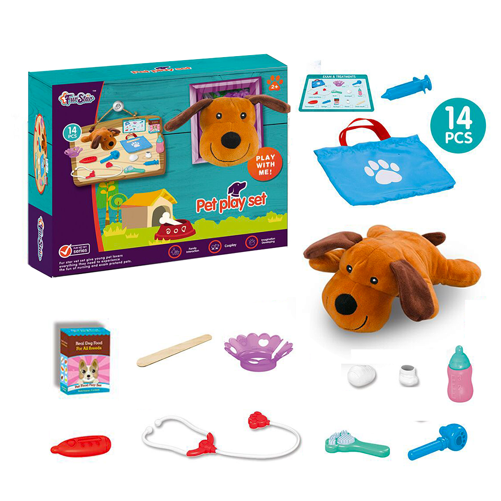 Kids Examine and Treat Pet Toy Vet Play Set Veterinarian Replacement Parts Kit Costume Doll Dogs Animals Toy Pretend Play
