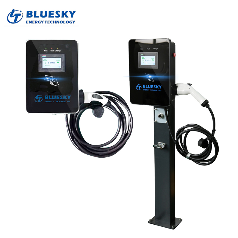 7 кВт AC EV зарядное устройство с 4,3 экраном напольное 4 метра 12 месяцев гарантии тип a 1 шт.-20 ℃ ~ + 60 ℃ IP55 BSEC-A107 Bluesky