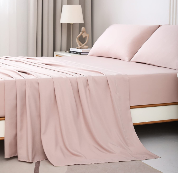 4 Piece Cooling 400tc Bamboo Fabric 18-Inch Deep Pocket Sheets for Queen Size Bedding Sets