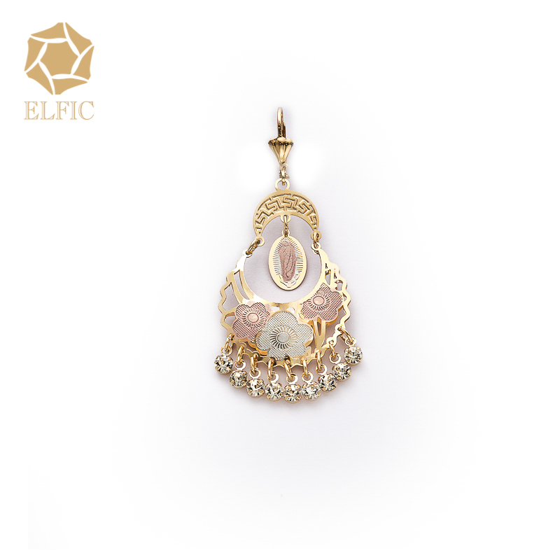 Elfic 14 K позолоченные и три цвета модные ювелирные изделия и женские серьги
