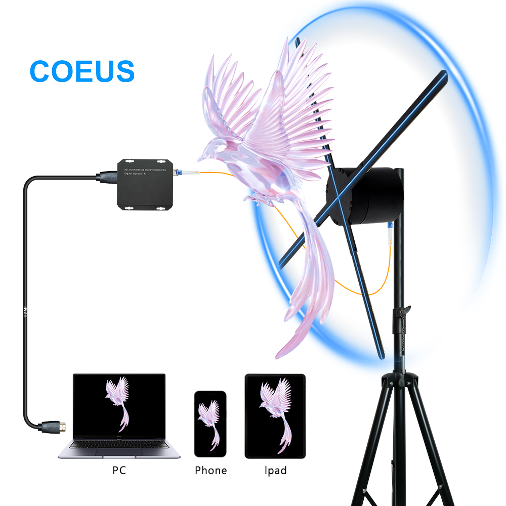 COUES 65cm-180cm HD Advertisement Equipment 3D Hologram Fan HDMI Projection Screen Holographic Projector Display Custom ODM/OEM