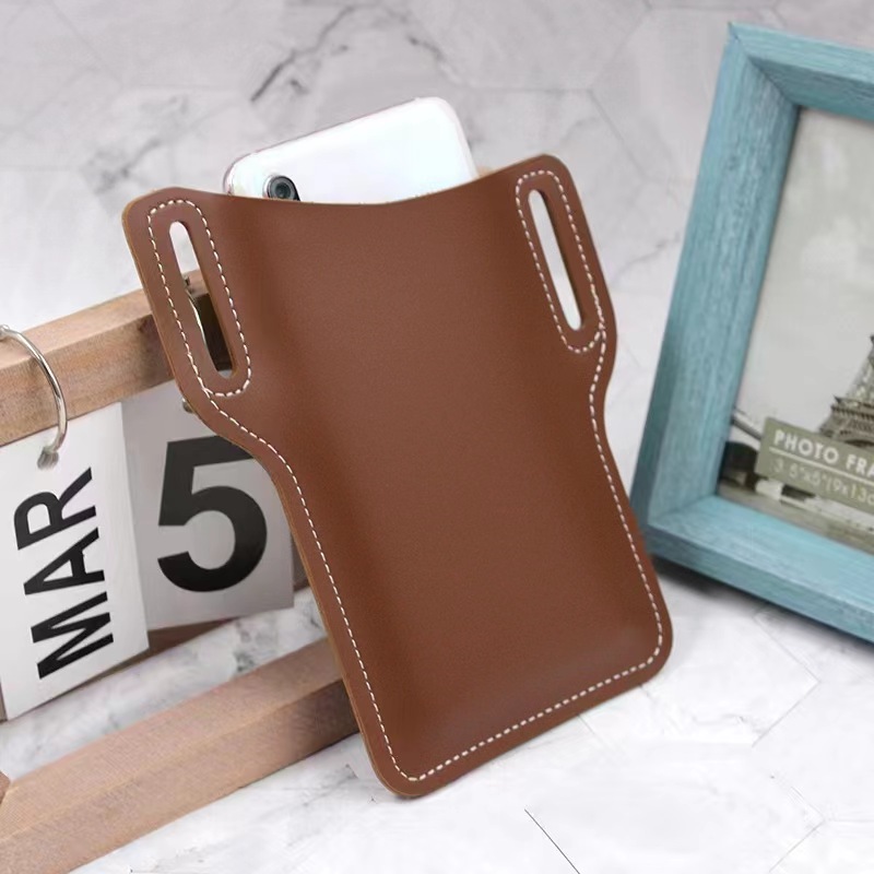 PU Leather Phone Bag Leather Cell Phone Holder For Belt Portable Mobile Phone Storage Case Packaging Bag