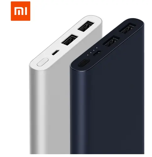 10000mAh Xiaomi Mi Power Bank 2 External Battery Bank 15W Quick Charge Powerbank 10000 PLM09ZM with Dual USB Output for Phone
